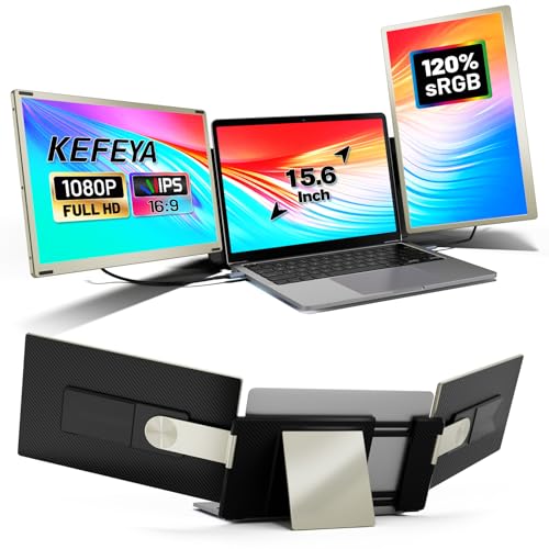 KEFEYA Laptop Monitor Erweiterung 15.6' für alle Laptops Lieferung mit HUB, Portable Monitor 120% sRGB 1080P Laptop Bildschirm Erweiterung HDMI/USB-C Plug und Play Display für Mac Windows Chrome