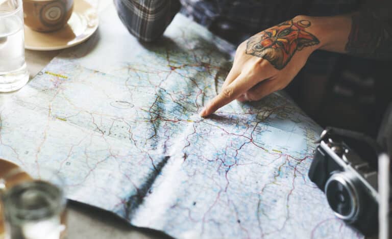 Traveling Map Holiday Bloggers Concept